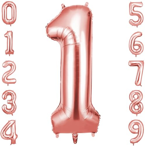 OFFCUP Palloncini Compleanno Oro Rosa 101 CM, Palloncino Numero 1, Foil Palloncini Numeri, Giganti Numeri, Decorazioni Festa Compleanno, Gonfiabili Pallone per Anniversario