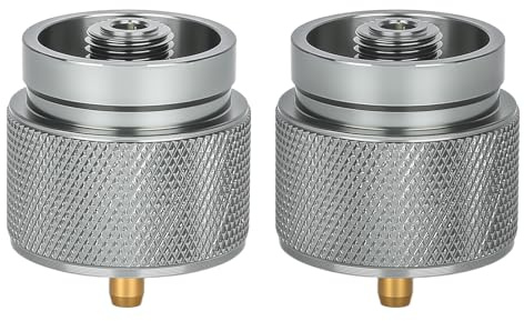 2Pcs Camping Stove Adapter 1 Lb Propane Small Tank Input EN417 Lindal Valve Output Outdoor Cylinder LPG No Leak Canister Adapter