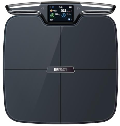Bascula Grasa Corporal y Muscular Profesional - Impedancimétrica, Análisis Corporal 56 Parámetros con 8 Electrodos, Precisión 0,05 kg, App iOS/Android, Conexión Bluetooth y WiFi - Balanza Precision
