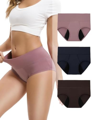 INNERSY periodiska underkläder stark blödning bambu hög midja menstruation underkläder 3-pack