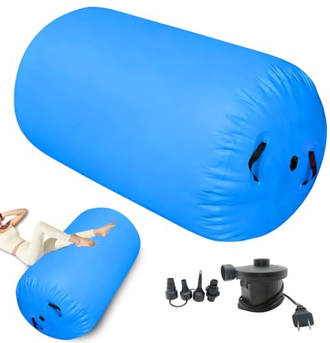 Barril De Gimnasia Con Rodillo De Aire | Colchoneta Inflable Para Volteretas Con Bomba | Rodillo Entrenamiento Para Yoga, Danza, Porrismo, Fitness, Gimnasio Y Casa