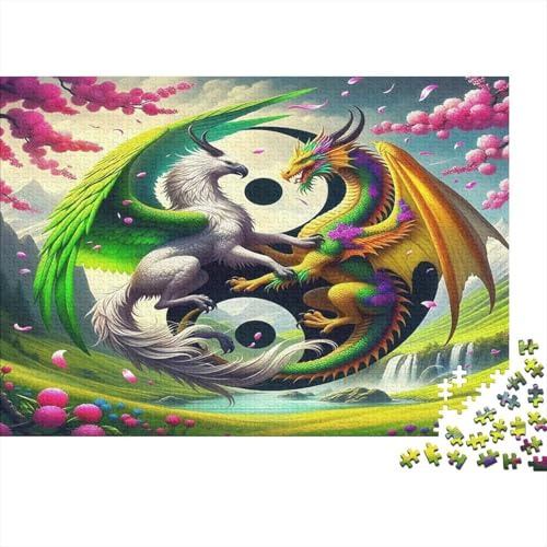 Yin-Yang 1000 Teile Puzzle Hochwertiges Papier Lehrreich Knobelspaß Dekorativ Yin-Yang-Drachen Lehrreiches Spiel für Junge Mütter 70x50cm/1000pcs
