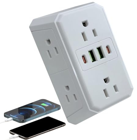 Presa di corrente con porte USB | Adattatore a 6 prese di corrente - Adattatore multipresa con porte USB, per uso in viaggio, camera da, scuola, hotel, viaggi d'affari e ricarica D