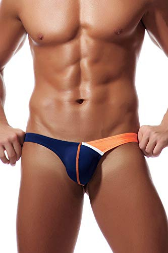 Newsywell Herr is silke string bikini låg stigning mjuka kalsonger underkläder, marinblå, XL