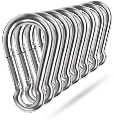 Spring Snap Hooks, 304 Stainless Steel Metal Clip Heavy Duty Rope Connector Small Snap Clamp Key Chain Link Buckle for Hammock Swing Set Outdoor Travel Camping Fishing Hiking