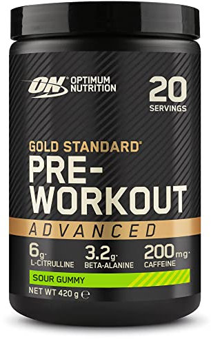 Optimum Nutrition ON Gold Standard Pre-Workout Advanced with l-Citrulline, Beta-Alanine and Caffeine, Sour Gummy, 20 Servings, 420 g