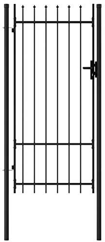 Bopdu Fence Gate Steel Fence Gate Single Door with Arched Roof or Spike Roof Door Security Barrier Outdoor Garden Yard Patio Entrance Way Steel l 1x2 m Black