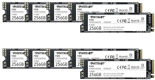 Patriot P300 SSD Interno de 256GB - NVMe PCIe Gen 3x4 - M.2 2280 - Unidad de Estado Sólido - Paquete de 10