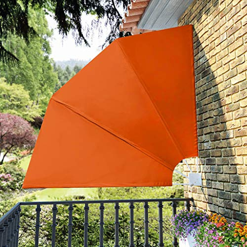 KTHLBRH Abanico plegable para balcón, color rojo terracota, 210 x 210 cm, protección visual para valla, toldo de balcón, protección visual para balcón, privacidad y decoración elegante para tu balcón