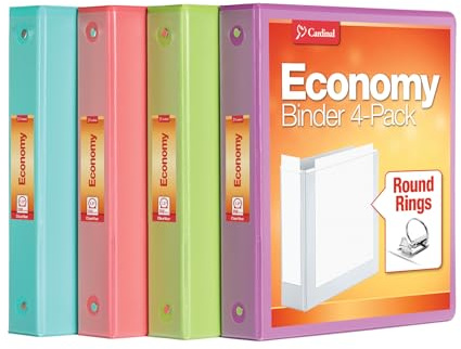 Cardinal 3 Ring Binders, Binders for School and Office, Durable 1.5 Inch, Round Rings, Holds 350 Sheets, ClearVue Presentation View, Non-Stick, Assorted Tropical Colors, 4 Pack (79558)