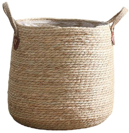 FewNvWa Macetero Tejido Caja Organizadora de Plantas Cesta para Arreglos Florales con Capa Impermeable Adecuado para Decoración y Almacenamiento en Jardín, m