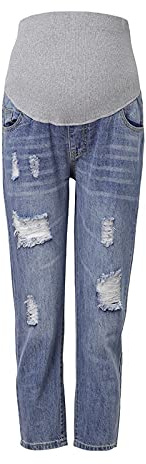 Legging Prop byxor mage gravid kvinna moderskapsbyxor rippade jeans moderskapsbyxor höst klänning byxor kvinnor, BLÅ, 3XL
