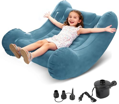 Sensory Rocker Chair for Kids, 55” x 55” x 46” Air Cloud Rocker, Inflatable Sensory Chair for Autistic ADHD Child, Indoor/Outdoor Toddler Rocking Chair-Includes Air Pump