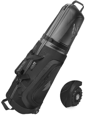 SWIFTEE Sac de voyage de golf de qualité supérieure avec étui rigide Swiftee et serrure TSA – Tissu Oxford 1680D, roues surdimensionnées, transport aérien léger pour une protection maximale du club