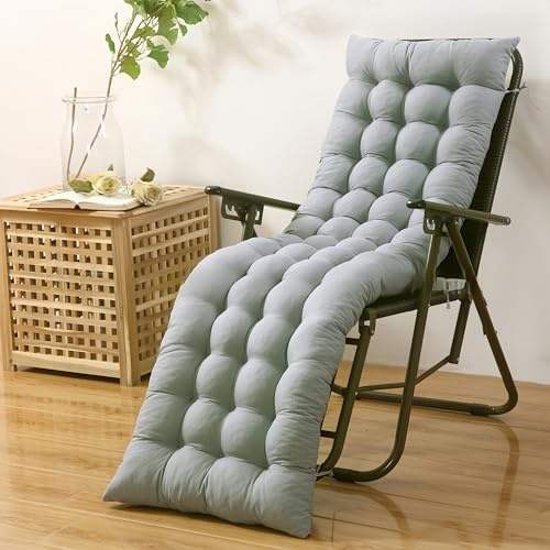 Surwin Coussin Transat Exterieur, Couleur Unie Coussin Bain de Soleil, Matelas Bain de Soleil Exterieur Chaise Longue pour Jardin Terrasse Balcon Voyage Vacances (Gris,53x180cm)