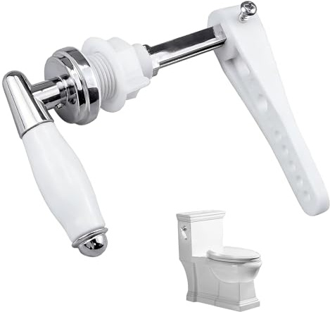 VZU Ceramic Toilet Cistern Lever Flusher for UK Bathrooms, Universal Fit Cistern Lever with Anti-Slip Grip, Traditional Victorian Toilet Flush Handle Replacement for Toilet Wc Cistern Tank
