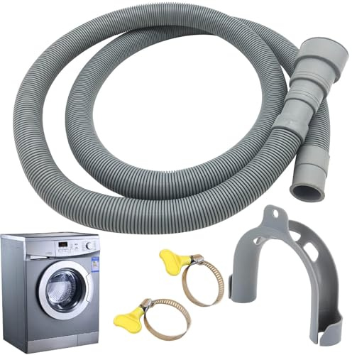 Kit de manguera de desagüe para lavadora: manguera de repuesto flexible ondulada con abrazadera y gancho en U, manguera de drenaje fácil de instalar para lavadoras, lavavajillas y electrodomésticos