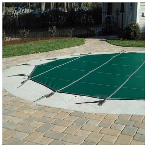 Cubierta de seguridad de alberca de invierno resistente de 8 a 35 pies, malla duradera para piscinas en el suelo, se adapta a cubiertas de madera y suelo de hormigón, forma redonda, protección segura