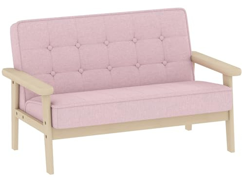 AIYAPLAY Kindersessel mit Samtoptik für 3-15 Jahre 77 x 42 x 48 cm Rosa