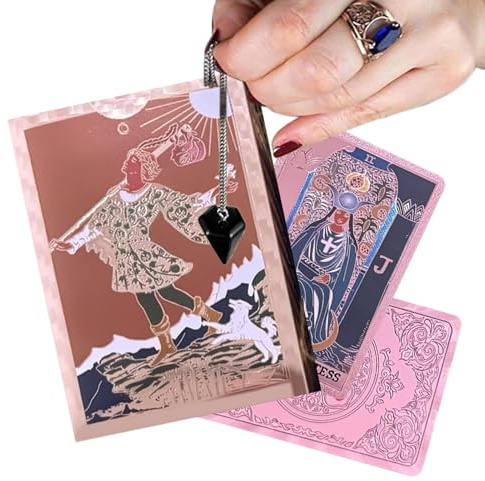 Juego De Cartas De Tarot,Incluye Guia Impermeable Juego Clasico | Mazo De Tarot con Diseño De Tema Celestial | para Principiantes Mujeres Amigos Niños Estudiantes Y Reunión Hogar Picnic