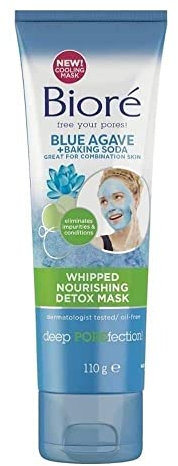 Biore Blue Agave & Baking Soda Whipped Nourishing Detox Face Mask for Combination Skin, 110 g