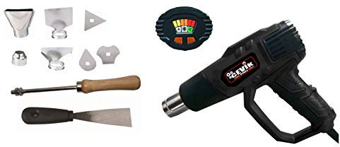CEVIK CE-GW1029M Pistola de Calor 2000W con Pantalla LED – Decapador Aire Caliente con Control de Temperatura – Pistola de Aire Caliente con Maleta y 9 Accesorios para Bricolaje Profesional