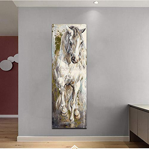 bajbajbaj1 Vertical Vintage Caballo Arte Lienzo Pintura Carteles e Impresiones Pared Arte Cuadros Cuadros decoración del hogar decoración de la habitación 40X120cm sin Marco