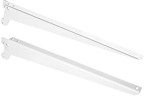 PRIOstahl Regalträger für Wandschienen Regalhalterungen Regalwinkel Regalsystem Regalhalterung - 1 Trägerpaar (2 Stück) 330 mm Farbe: Weiß für Schienen Regalboden Regal Wand Massiv aus Stahl