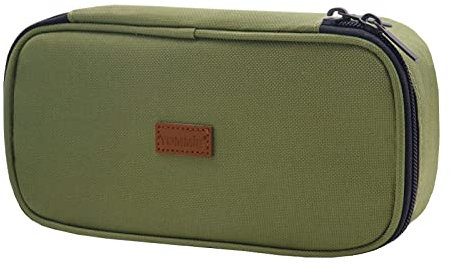 Yommie Federmäppchen Groß Schlampermäppchen Jungen Mäppchen Mädchen Teenager Federmappe Mädchen Federtasche Erwachsene Single Etui Schulmäppchen mit Reißverschluss für Schulsachen Stifte Army Olive