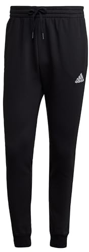 adidas Essentials Fleece Regular Tapered Pants Uomo, Black/White, S Corto