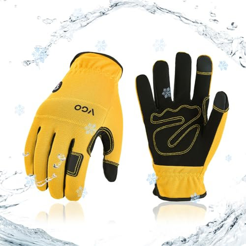 Vgo... Guantes Trabajo Invierno Impermeables Touchscreen, Guantes Térmicos para Construcción Frigoríficos Montaje Multifuncional, 1 par