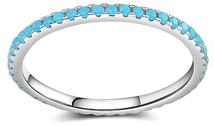 IMINI Anillo apilable turquesa para mujeres y niñas, estilo bohemio, piedra azul, apilable, anillos de nudillos, ajuste cómodo, simple, retro, boda, promesa, Navidad, cumpleaños, joyería de regalo