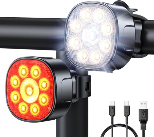 Babacom Luci Bicicletta LED Anteriore e Posteriore, [8+7 Modalità] Kit Luci Bici Ricaricabili USB, Super Luminose Luce Bici Impermeabile IP65, Biciclette Accessori per Bambini da Ciclismo, Bici Strada