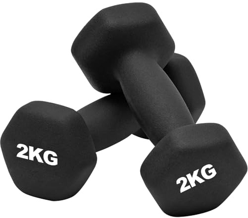 Panana Neoprene Dumbbell Weights, Pair of Dumbbells for Home Gym, Sweat Resistant Non-Slip Hand Weights Set 2 x 1KG, 2KG, 3KG, 4KG, 5KG for Pilates, Aerobics, Strength Training