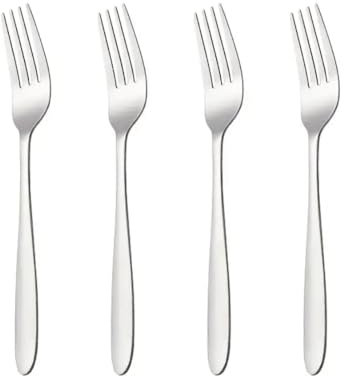 Stainless Steel Forks Set of 4, 18cm, Dishwasher Safe Forks, Lightweight Suitable for Dinners, Lunches, Cakes and Desserts (Stainless Steel Dessert Forks)