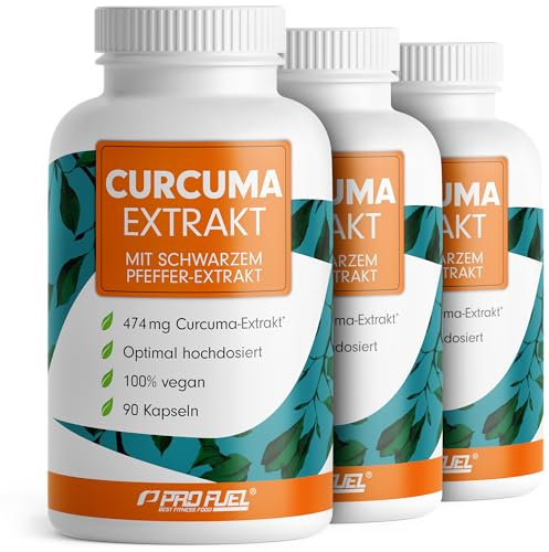 Kurkuma Kapseln 270x hochdosiert: EINE Curcuma-Kapsel enthält das Extrakt aus 23.700mg Kurkuma-Pulver - 450 mg Curcuminoide pro Kapsel - laborgeprüft mit Analyse-Zertifikat - Vorrat für 540 Tage