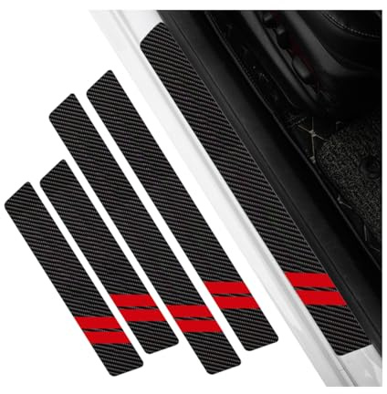 JNNJ 4 Piezas Protector Umbral Puerta De Coche, Decoración Para Estribos Coche, Autoadhesivo Tira Umbral Coche, Pegatinas Umbral Puerta Coches Protector, Accesorios Decorativos Automóviles(Rojo)