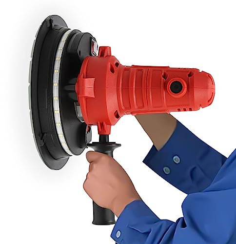 Smerigliatrice per muro a secco con aspirazione, levigatrice da soffitto, smerigliatrice da parete, 1200 W, doppio ponte LED, dischi abrasivi