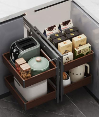 Armadio da cucina angolare resistente, con 4 ripiani, persiane e scolapiatti, soluzione salvaspazio per pentole e accessori da cucina (800 900 mm)
