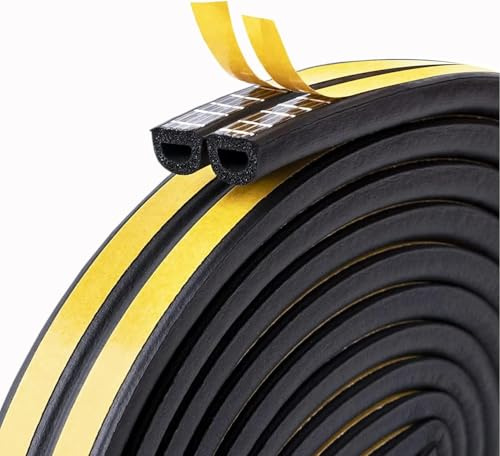 6M Doors Windows Draught Excluder Self-Adhesive Anti-Collision Rubber D Type Foam Sealing Tape,Weather StrippingTape,Door Seal,Rubber Sound Insulation for Door Window Draught Stopper(Black)