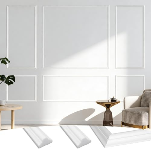 YUZINO 34 st väggbeklädnadssatser, 4 storlekar (utan självhäftande sida), 6 uppsättningar väggpaneler, väggpaneler, förskurna paneler, vägg, Vägglister för dekoration av vardagsrum och sovrum
