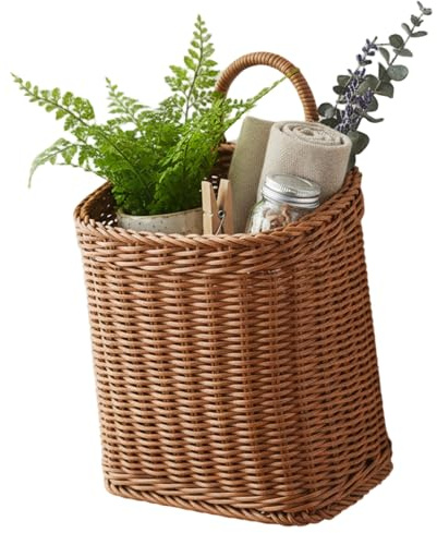 Syglawnd Cestini da Parete in Vimini, Cestini da Parete in Vimini Appesi da Intrecciati per Porta d'ingresso Cestino da Appendere con Manico per Fiori, Piccole Piante, Decorazioni per la Fattor