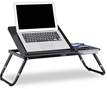 Relaxdays 2X Laptoptisch höhenverstellbar, Knietisch klappbar, Betttablett neigbar, Knietablett, Betttisch, HBT: 41 x 75 x 35 cm