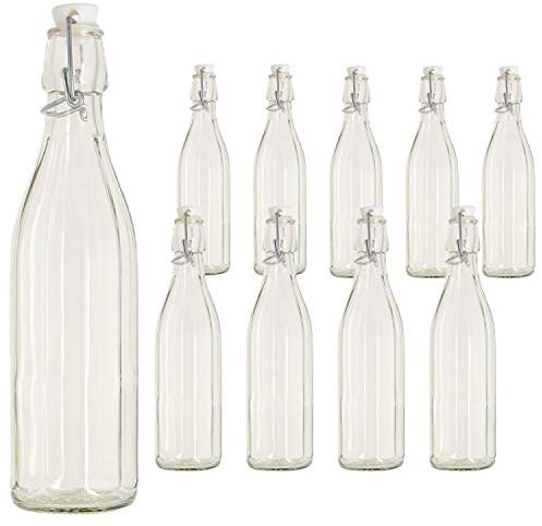 BuyStar 10 Milly Bottiglie 1 Lt In Vetro Con Tappo A Chiusura Ermetica Cerve Vintage