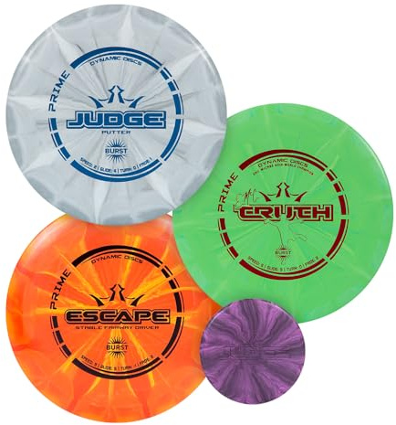 Dynamic Discs Prime Burst 3-Disc Golf Set | Includes Putter, Midrange, Driver, Mini Marker | 170-176g | Starter Disc Golf Accessories for Men | Great Beginner Kit for New Players & Amateurs