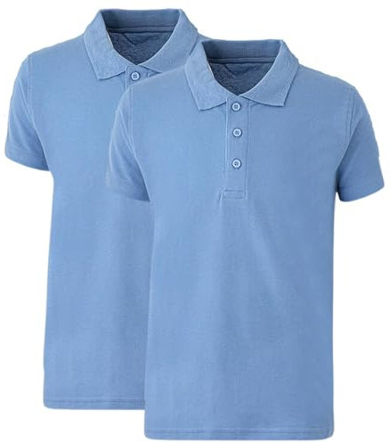 Panzy 2 School Boys Quality White Short Sleeve Polo T-Shirt Age 3-9 yrs (6-7 yrs, Sky Blue)