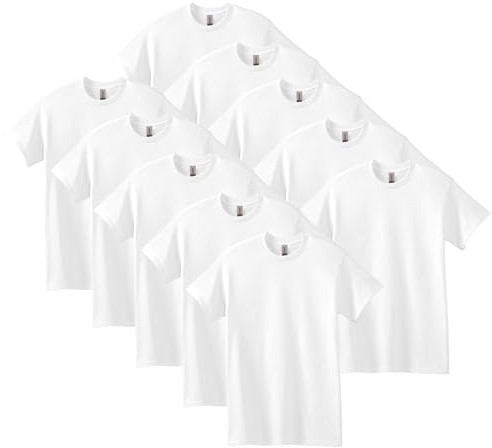 Gildan Men's Heavy Cotton T-Shirt, Style G5000, Multipack, White (10-Pack), 5X-Large