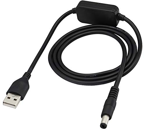 zdyCGTime Cavo booster da USB2.0 maschio a DC5.5 * 2.1mm maschio,convertitore di tensione boost da USB 5V a 12V,adatto per router, lampade da tavolo, mini altoparlanti, ventole USB.(1M/1Pezzo)