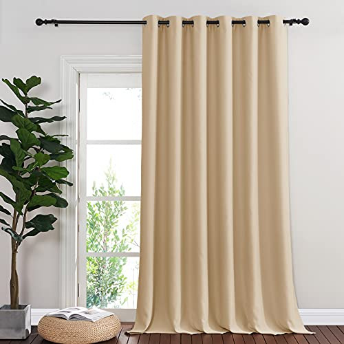 NICETOWN Patio Blinds Bedroom Room Darkning Curtain, Rustproof Stainless Steel Eyelet Room Darkening Thermal Insulated Bedroom Drape Privacy for Pergola/Arbor, 1 Panel, W84 x L120, Biscotti Beige