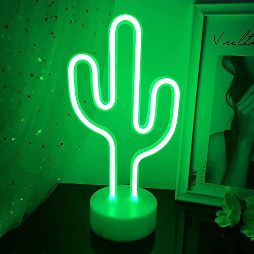 NIWWIN Neón Sign,Cactus Neon Led, luces neon decoracion, luces decorativas con base, pilas o usb, decoraciones de navidad, fiestas de cumpleaños, regalos para niños